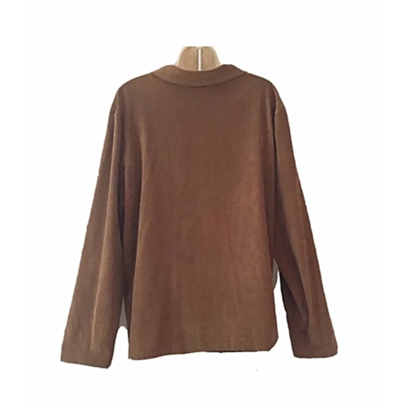 BRIGGS NEW YORK Saddle Brown Faux Suede Shirt Jacket – Size 18 - Picture 2 of 4